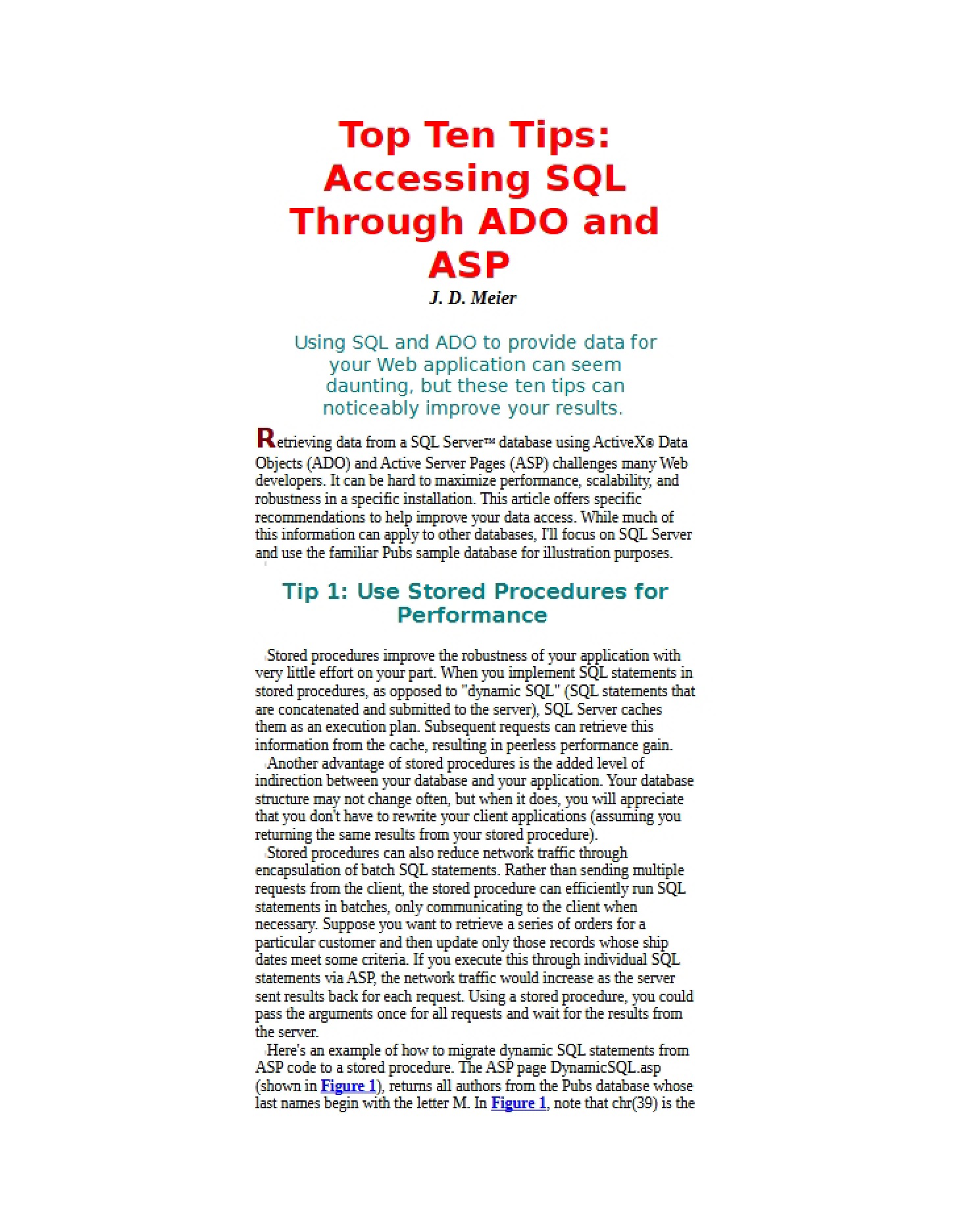10 Tips for SQL and ASP