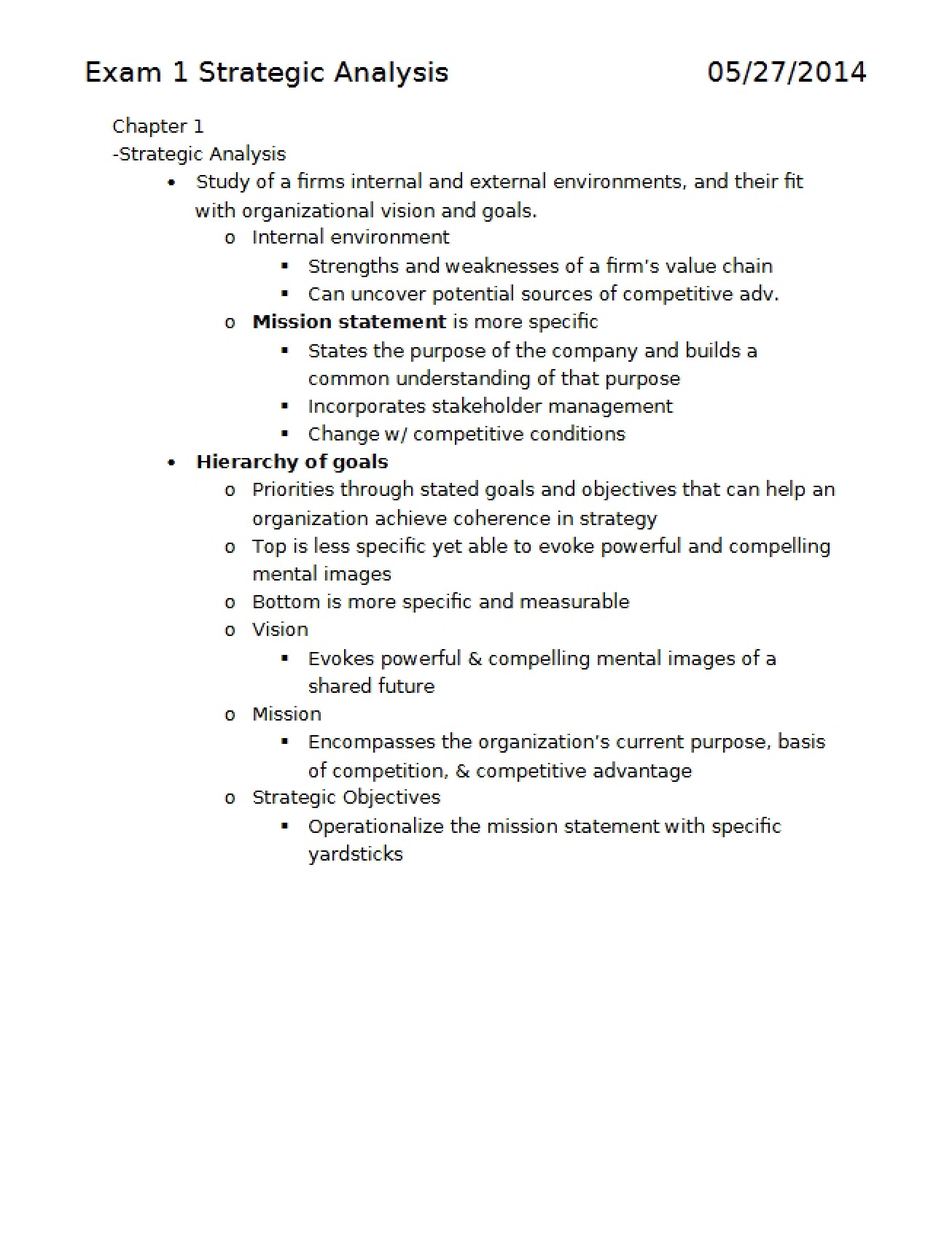 Strategic Analysis Exam 1