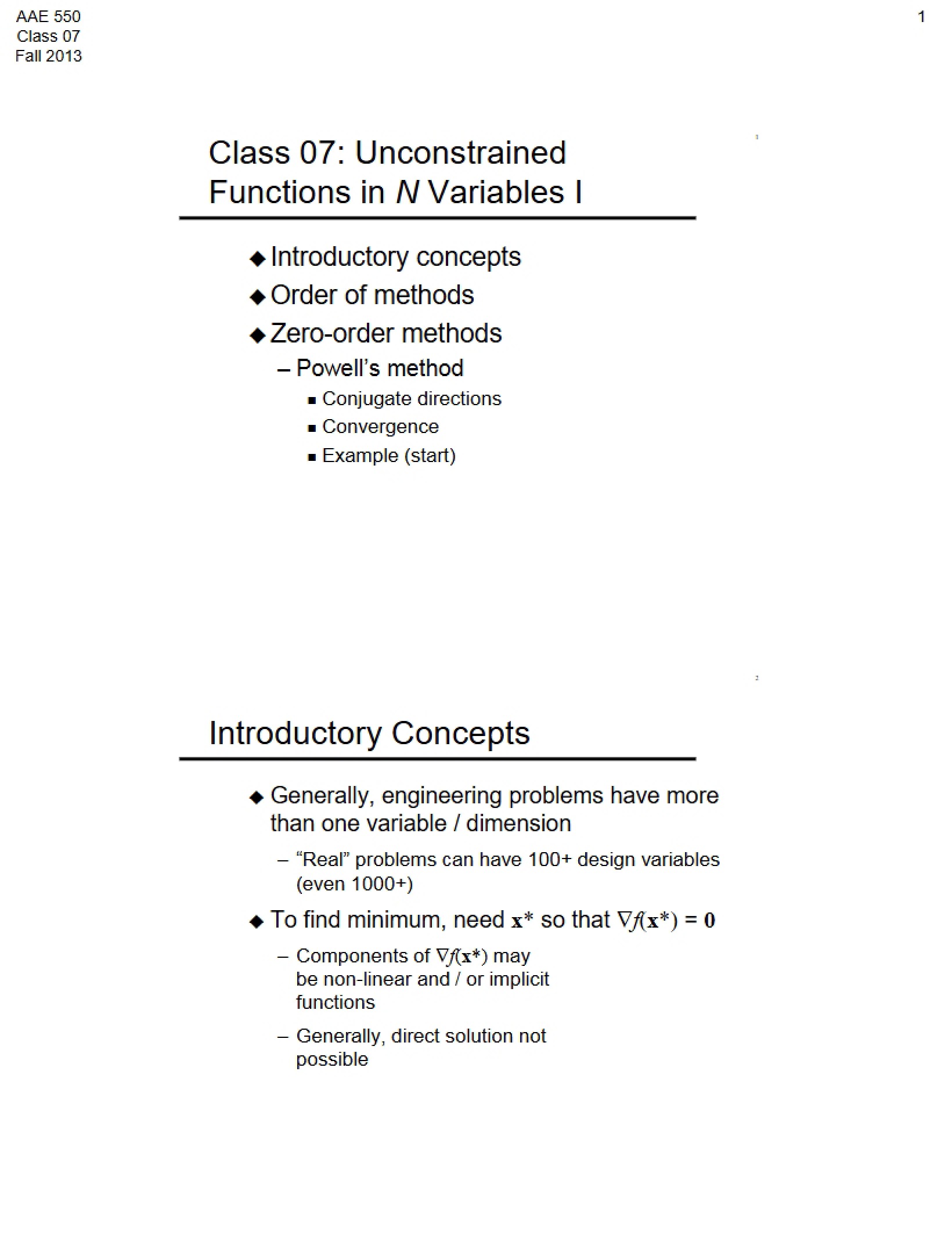 Handout for Class 07 2013