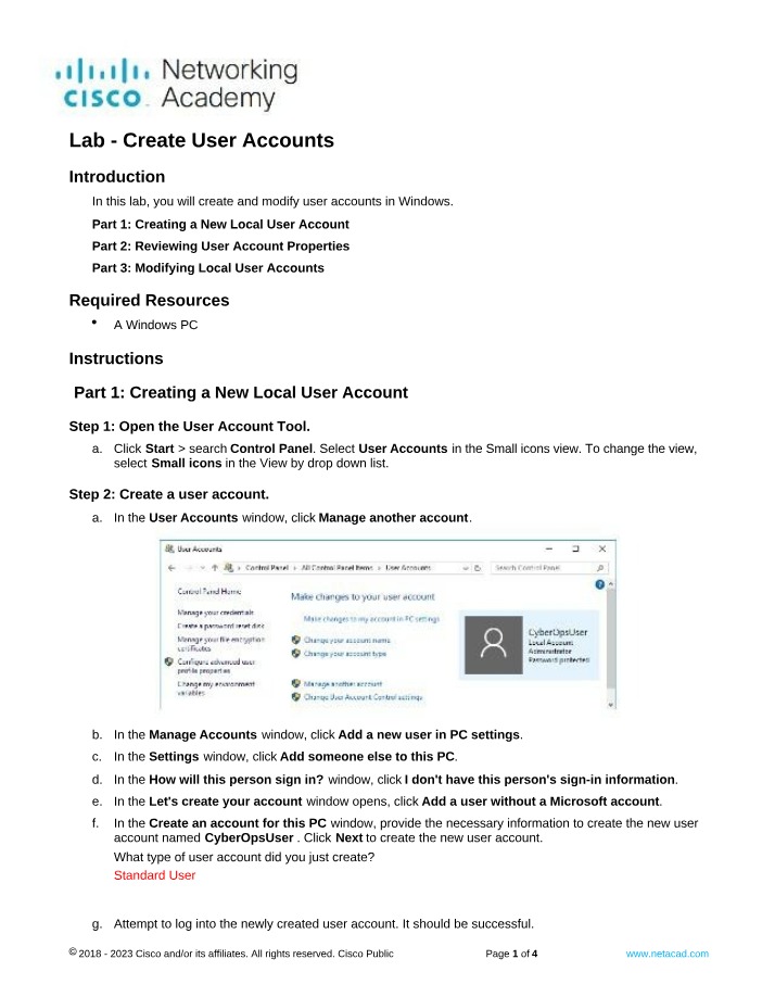 Windows User Account Creation - Lab Guide