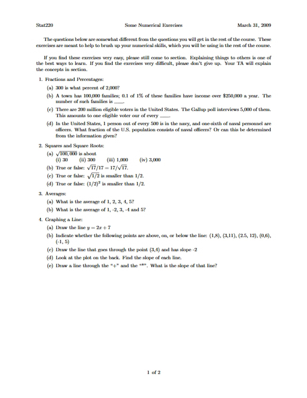 Exercises in Numerics