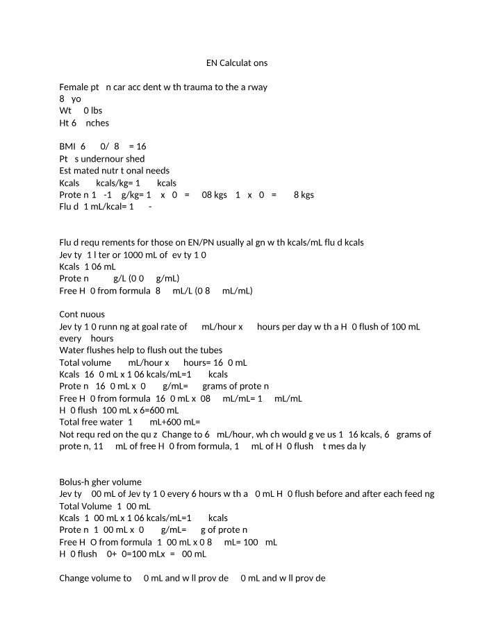 Calculating Needs and Parenteral Nutrition for Trauma Patients