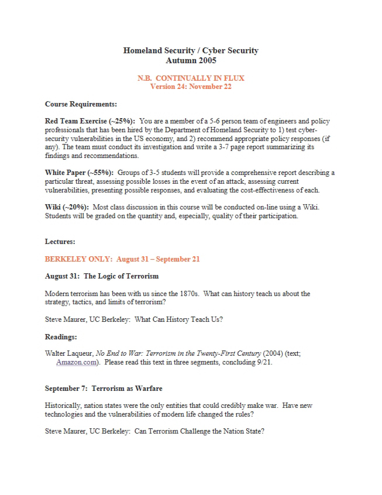 Syllabus Overview