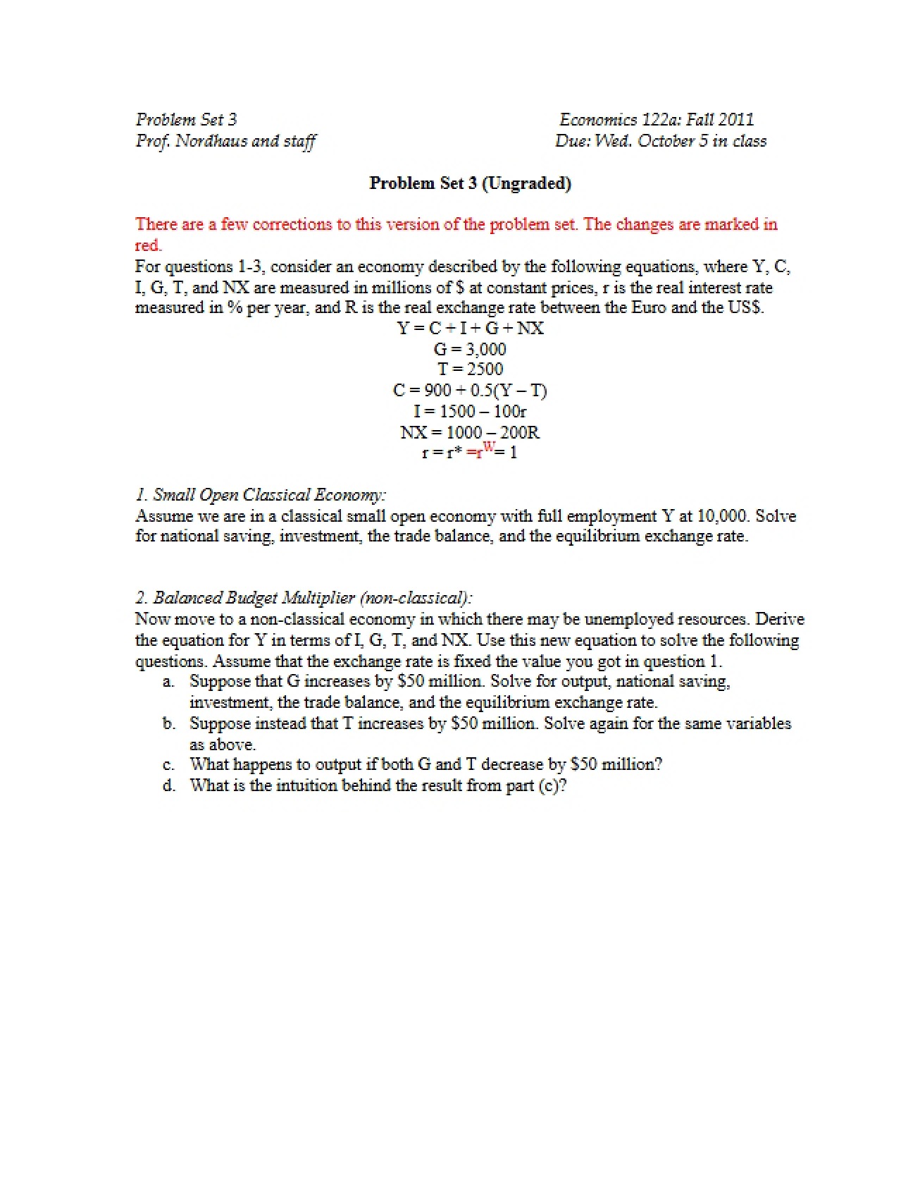 Third Problem Set