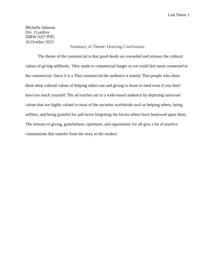 Theme Summary - Drawing Conclusions