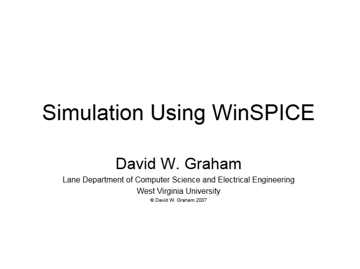 WinSPICE Simulation
