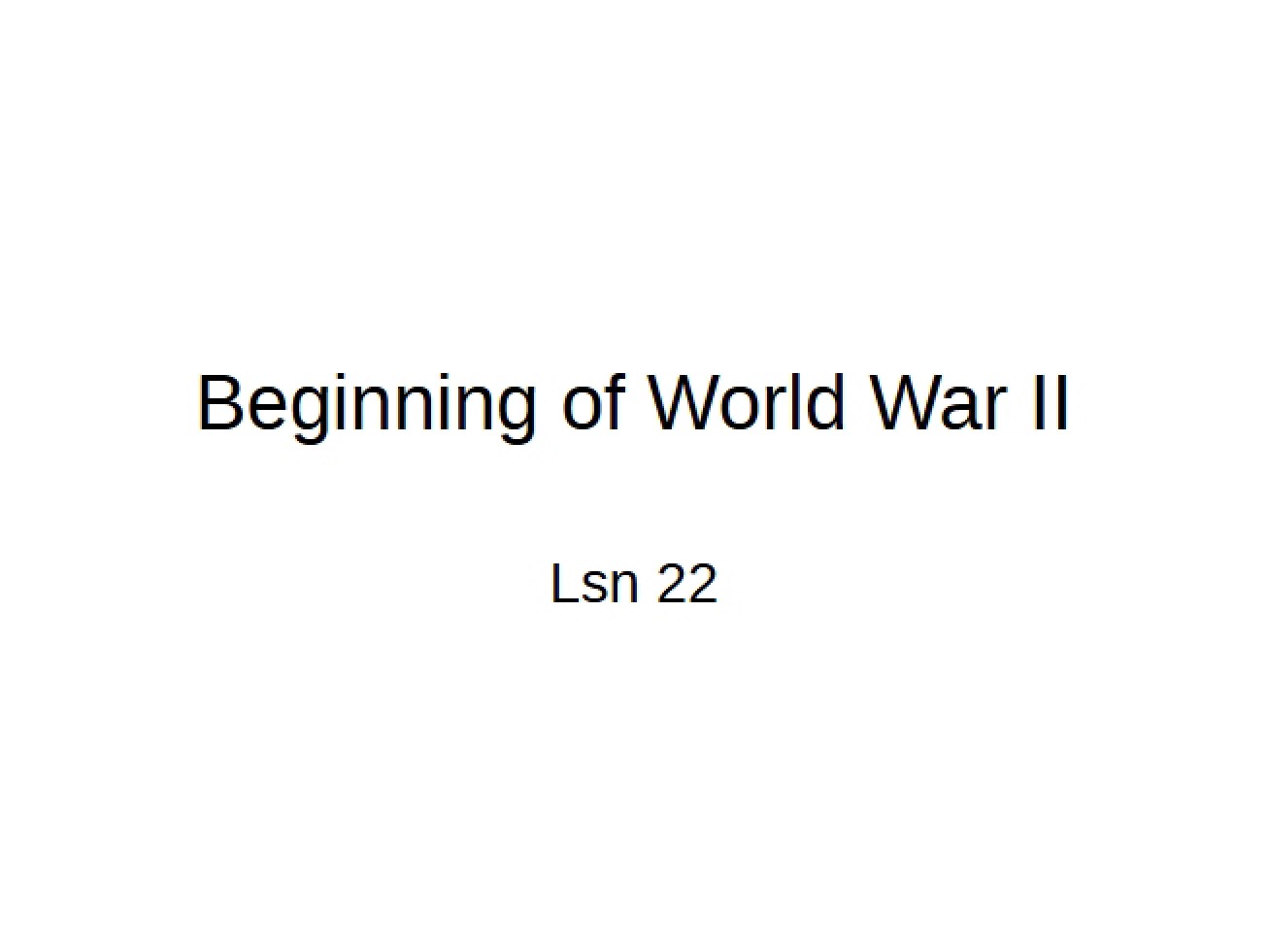 Beginning of the Second World War