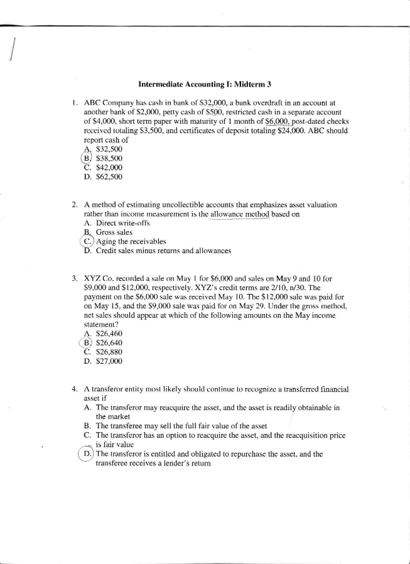 Third Midterm for Intermediate Accounting