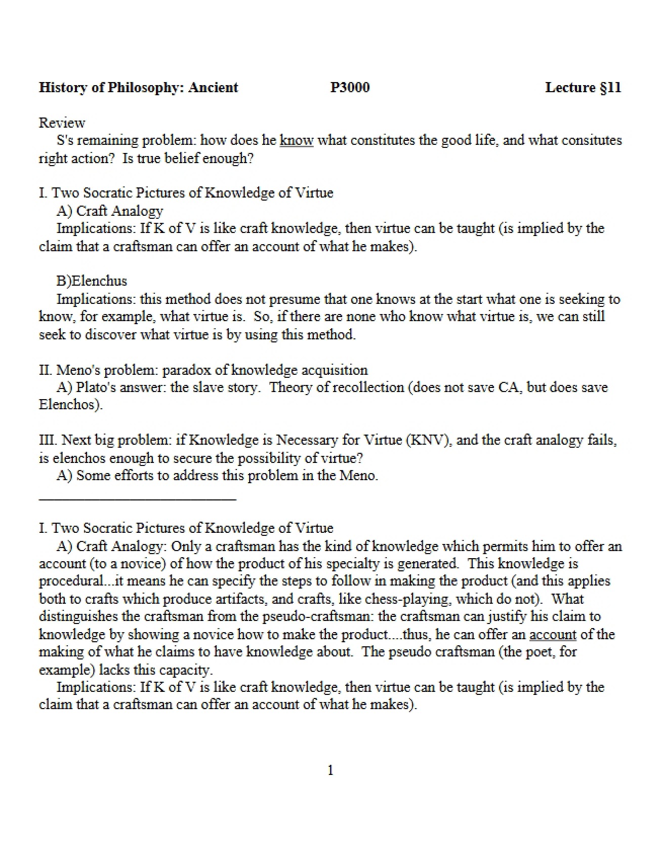 Ancient Philosophy Lecture Notes (Eighth Instance)