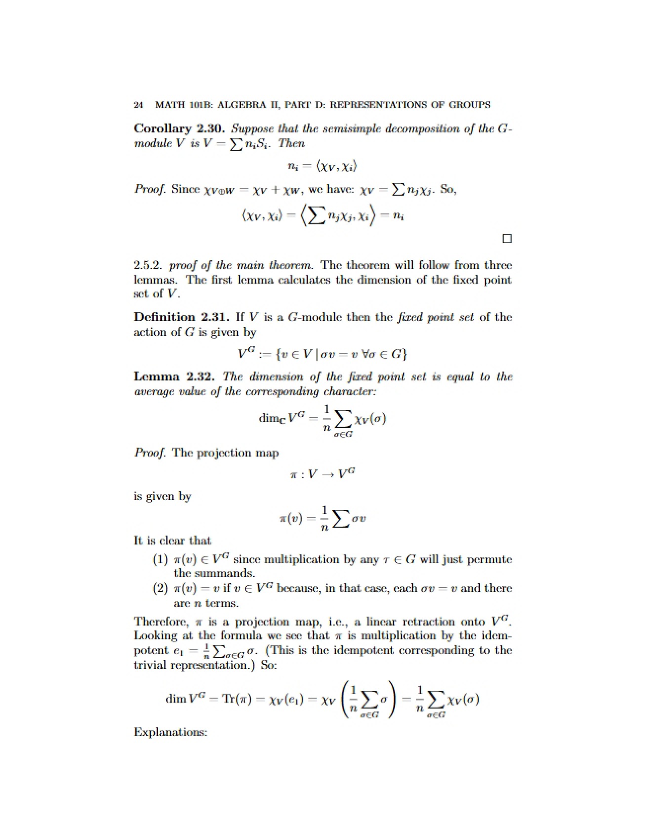 Group Representations Algebra II Part D