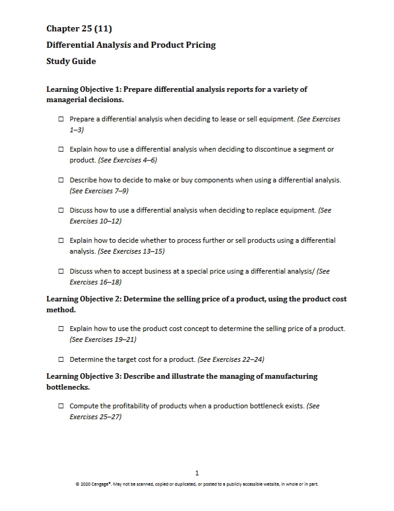 Introduction to Product Pricing and Differential Analysis