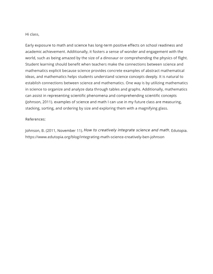 ELM 360 Topic 8 Discussion Question 1