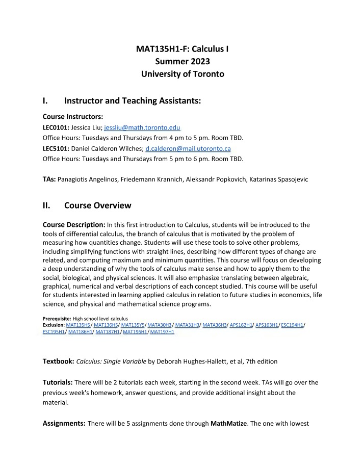 MAT135 Syllabus