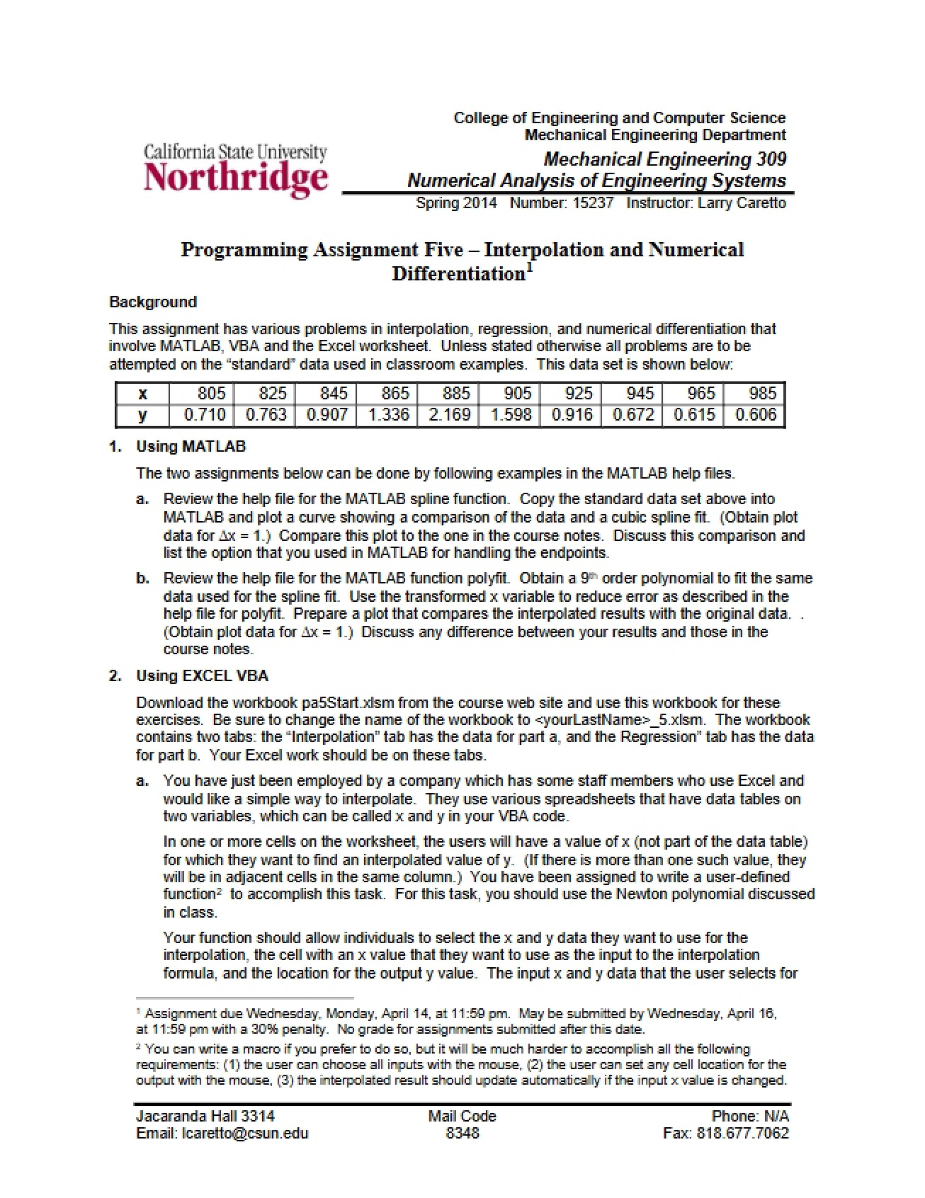 Assignment Five Programming