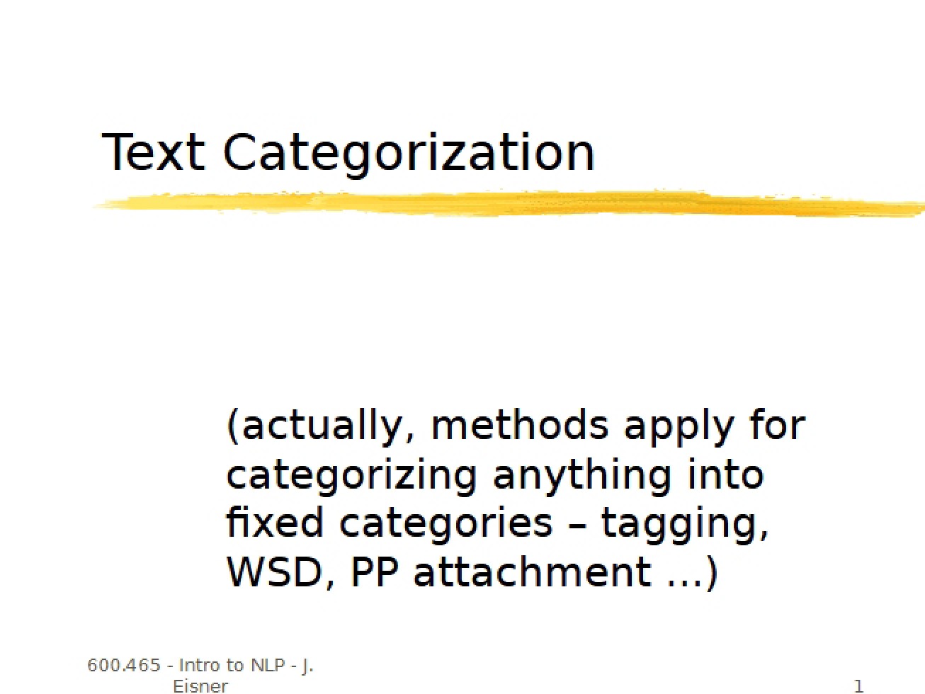 Categorization of Text