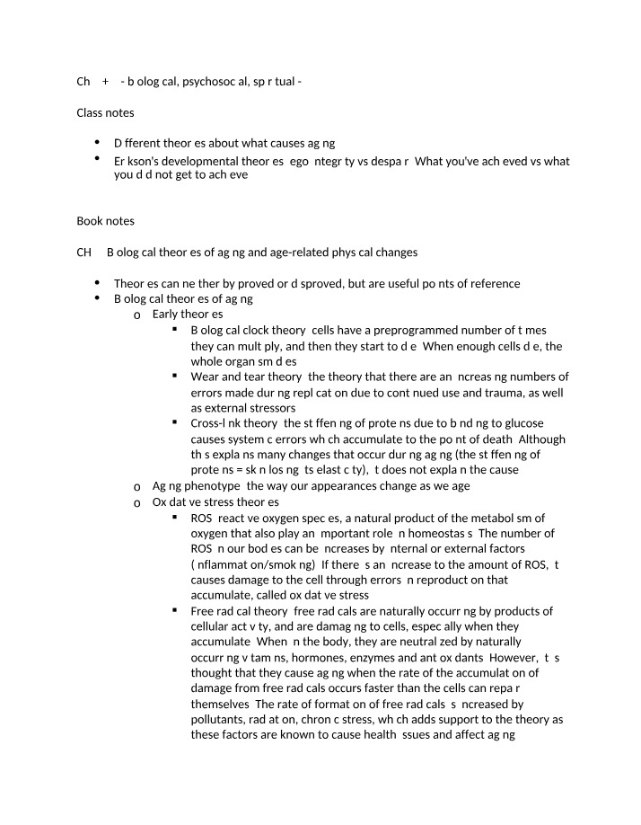 Biological Age-Related Changes and Theories of Aging