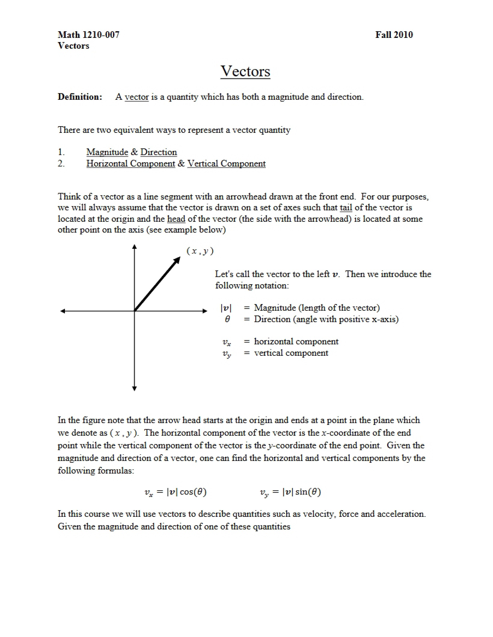 Vector Mathematics