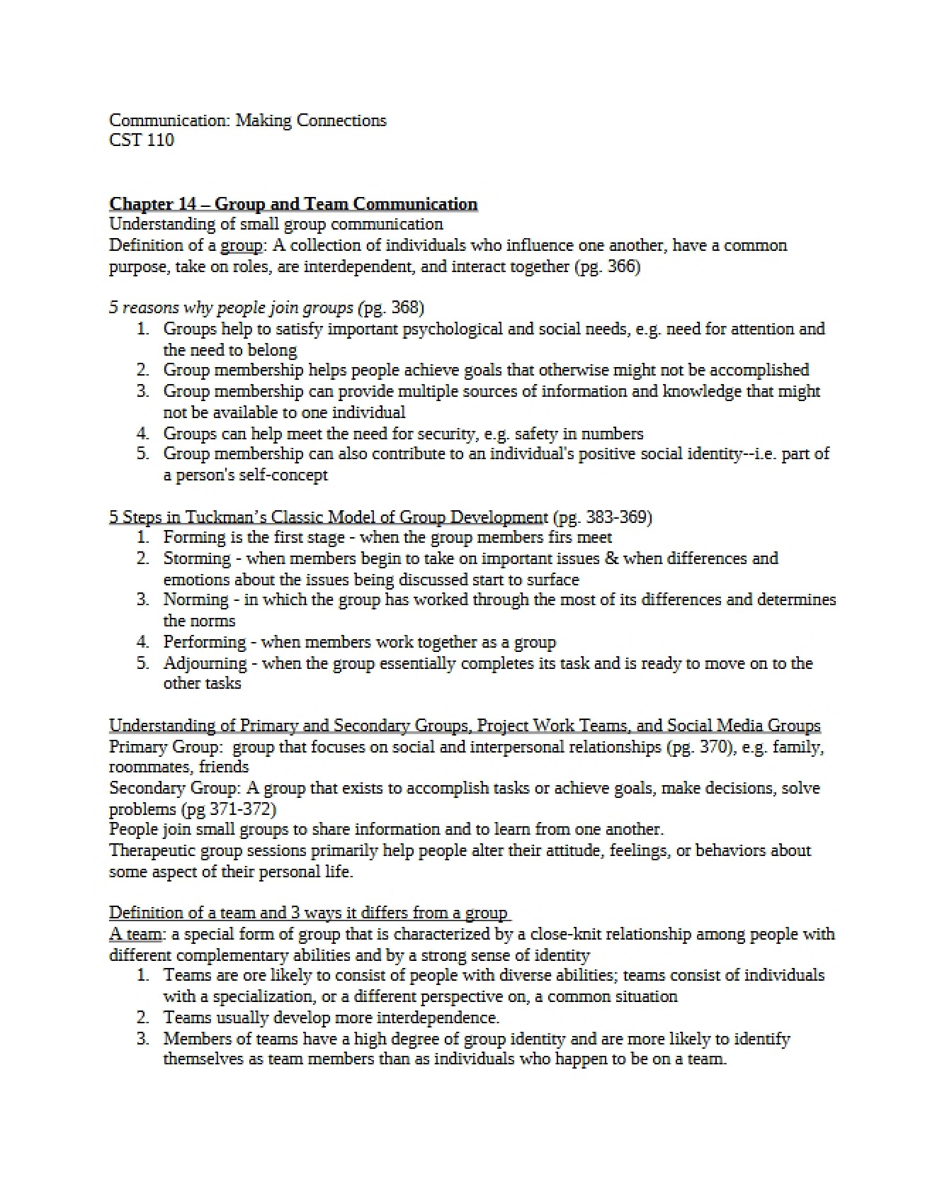 Team and Group Communication (Chapter 14)