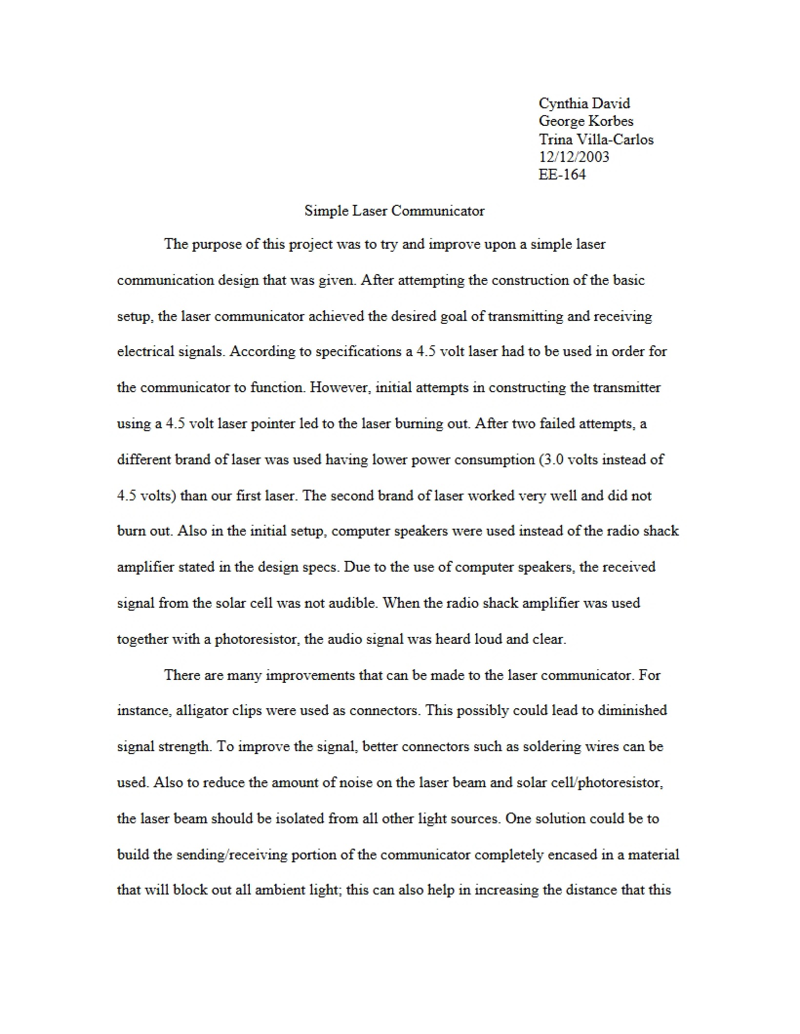 Project Paper on Lasers (EE-164)