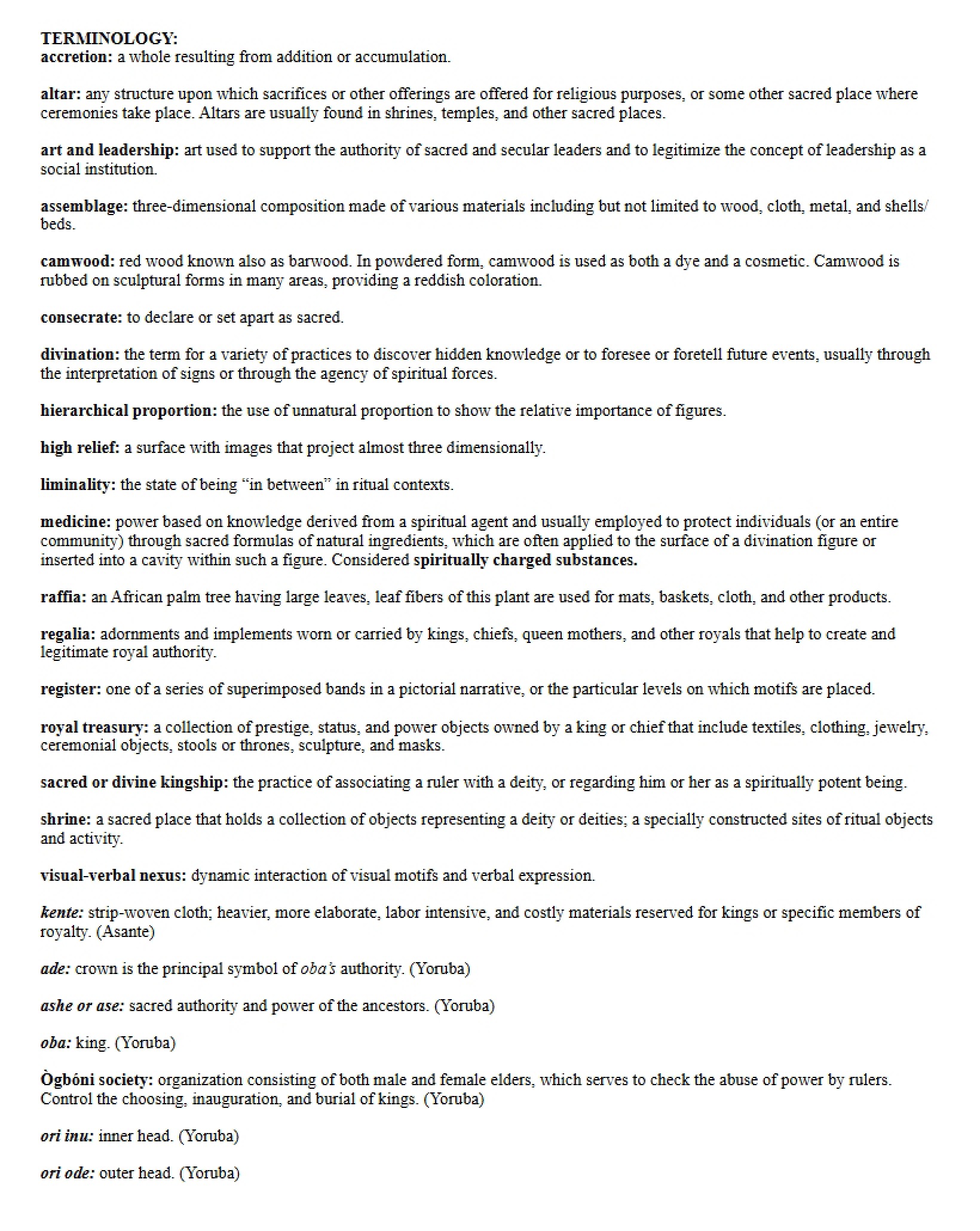 Terms and Definitions