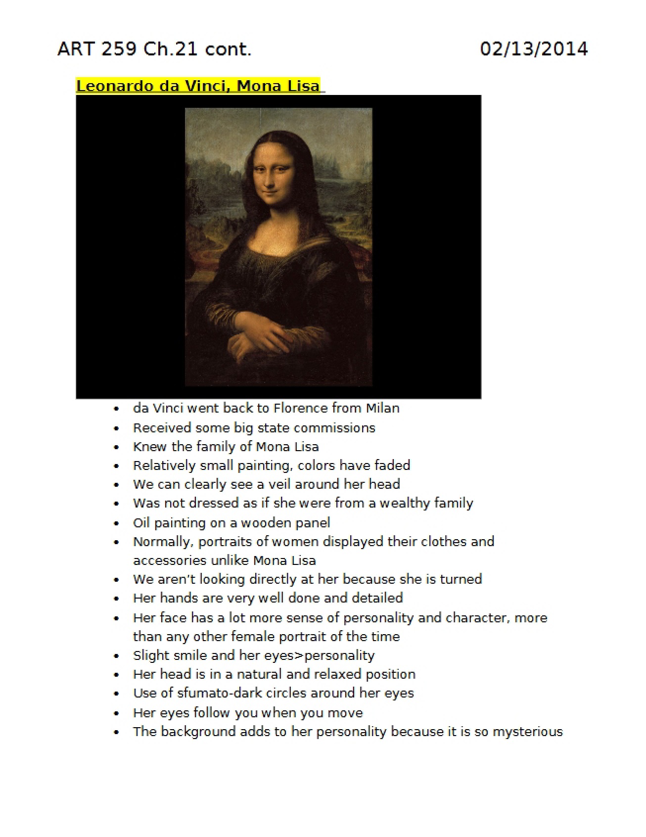 Leonardo da Vinci, Mona Lisa