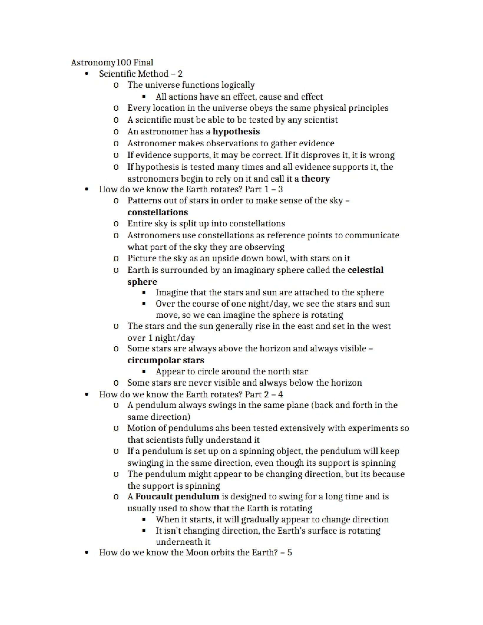 Astronomy Study Guide