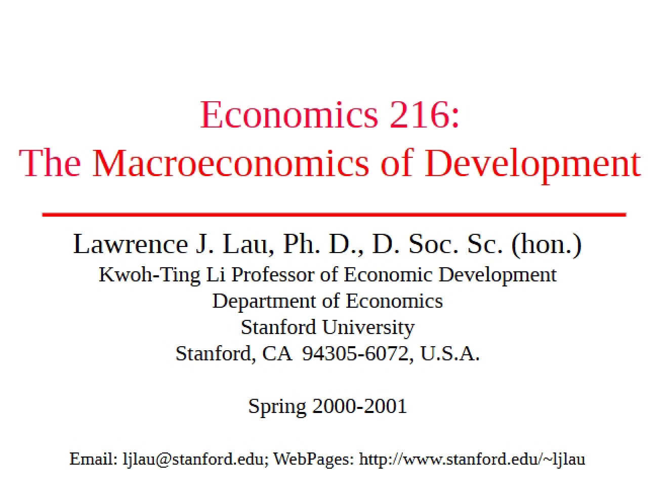 Historical Experience of Economic Development