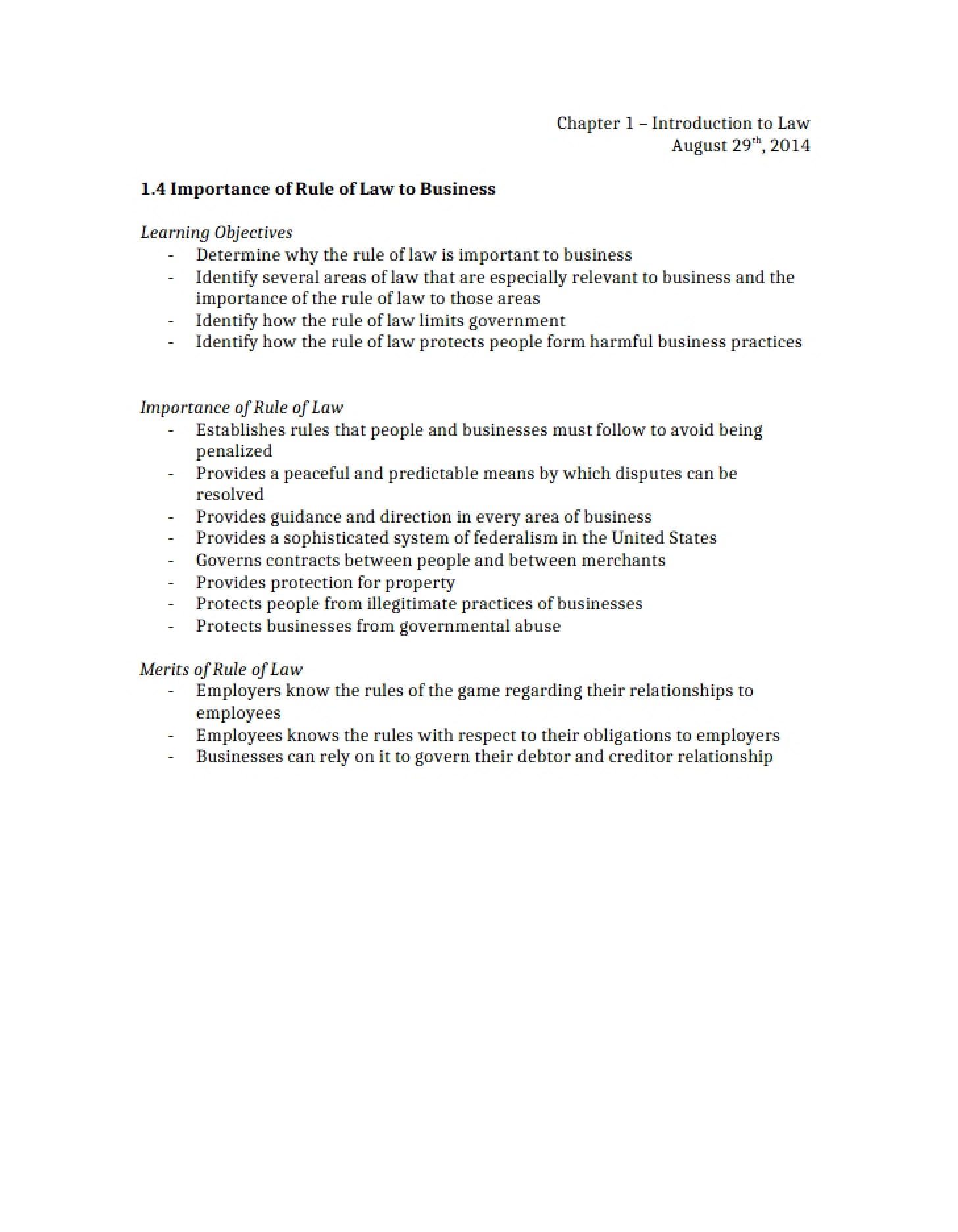 Law Introduction Chapter 1