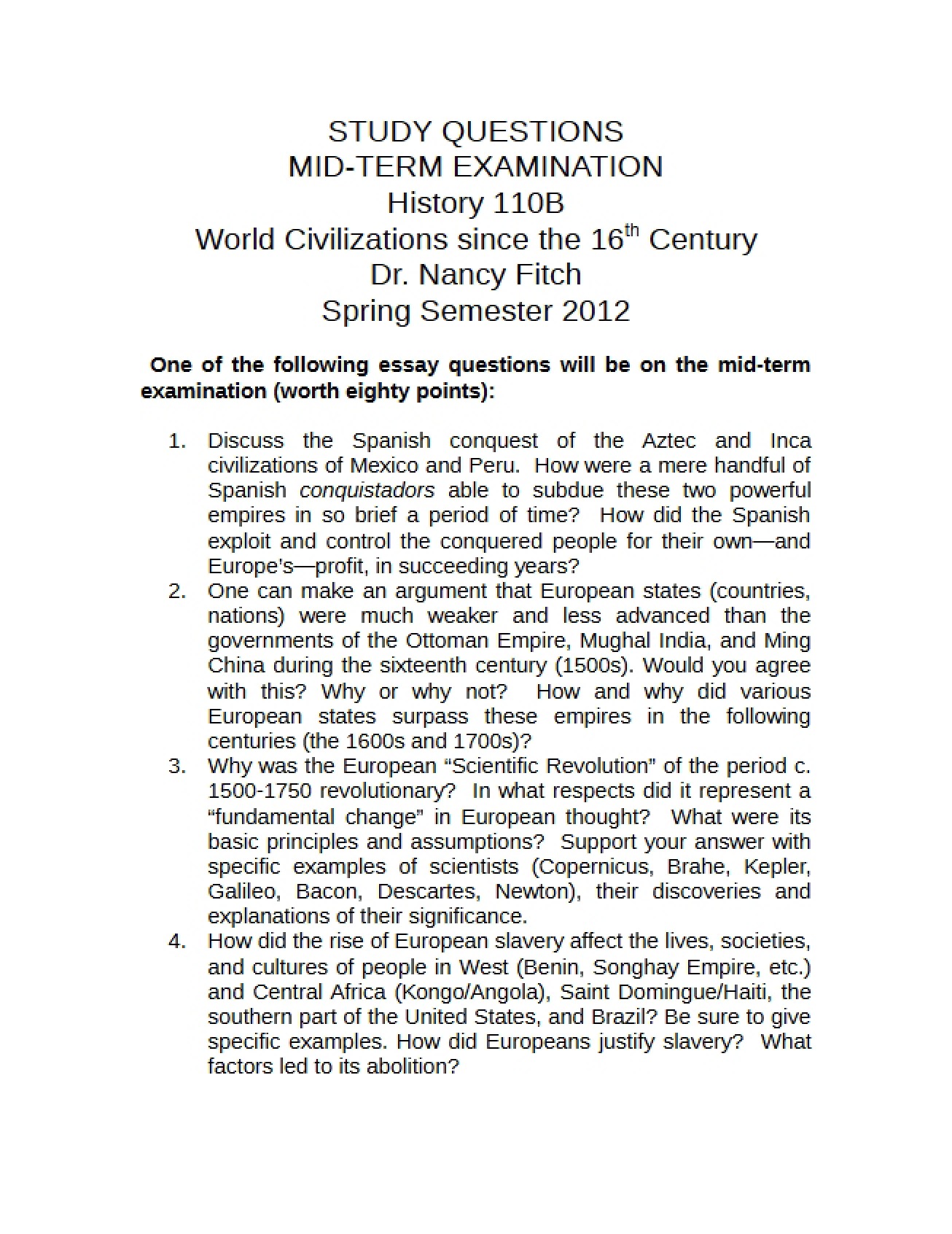 Mid-Term Exam Study Questions