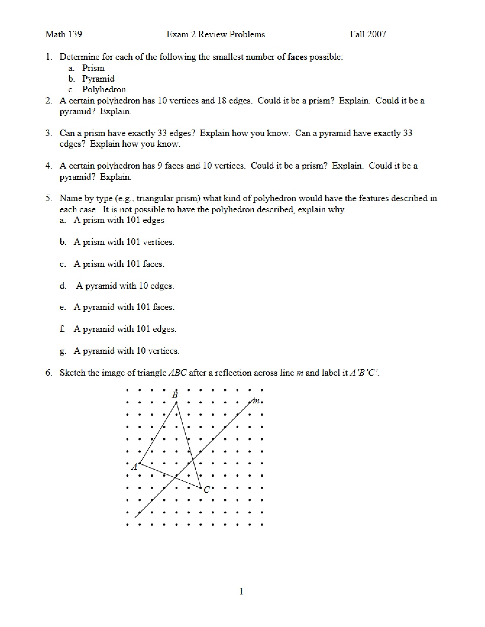 Problems for Reviewing Exam 2