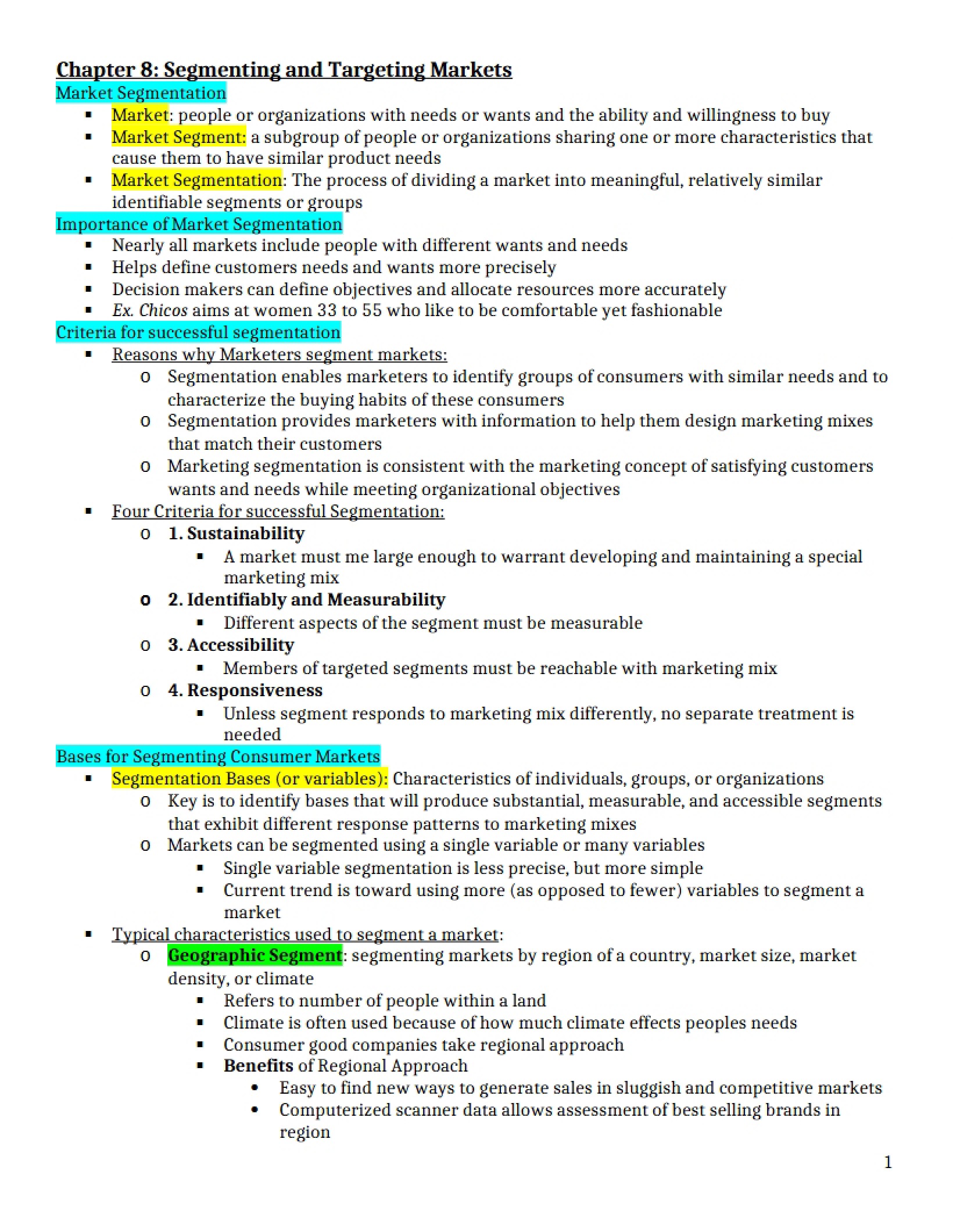 Segmenting Markets - Chapter 8