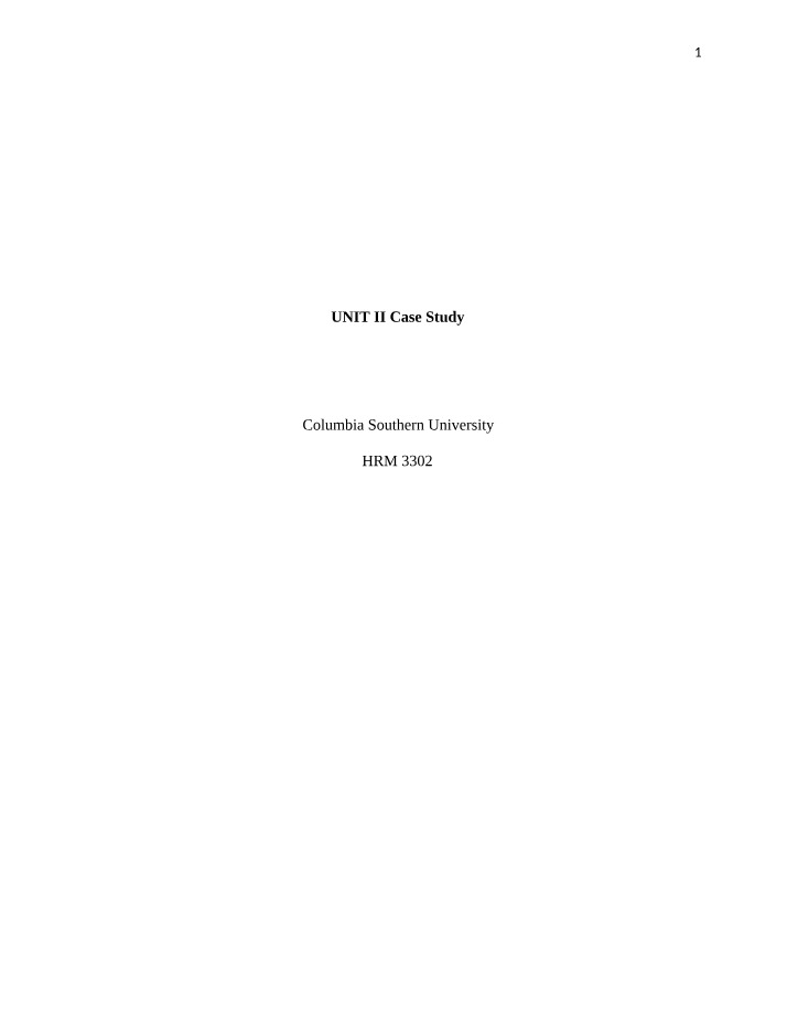 Unit II Case Study Analysis