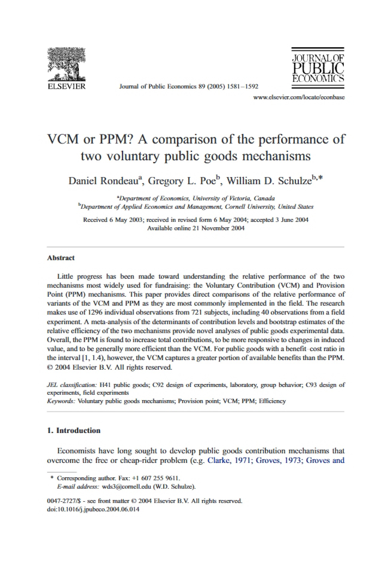Comparing VCM and PPM Mechanisms