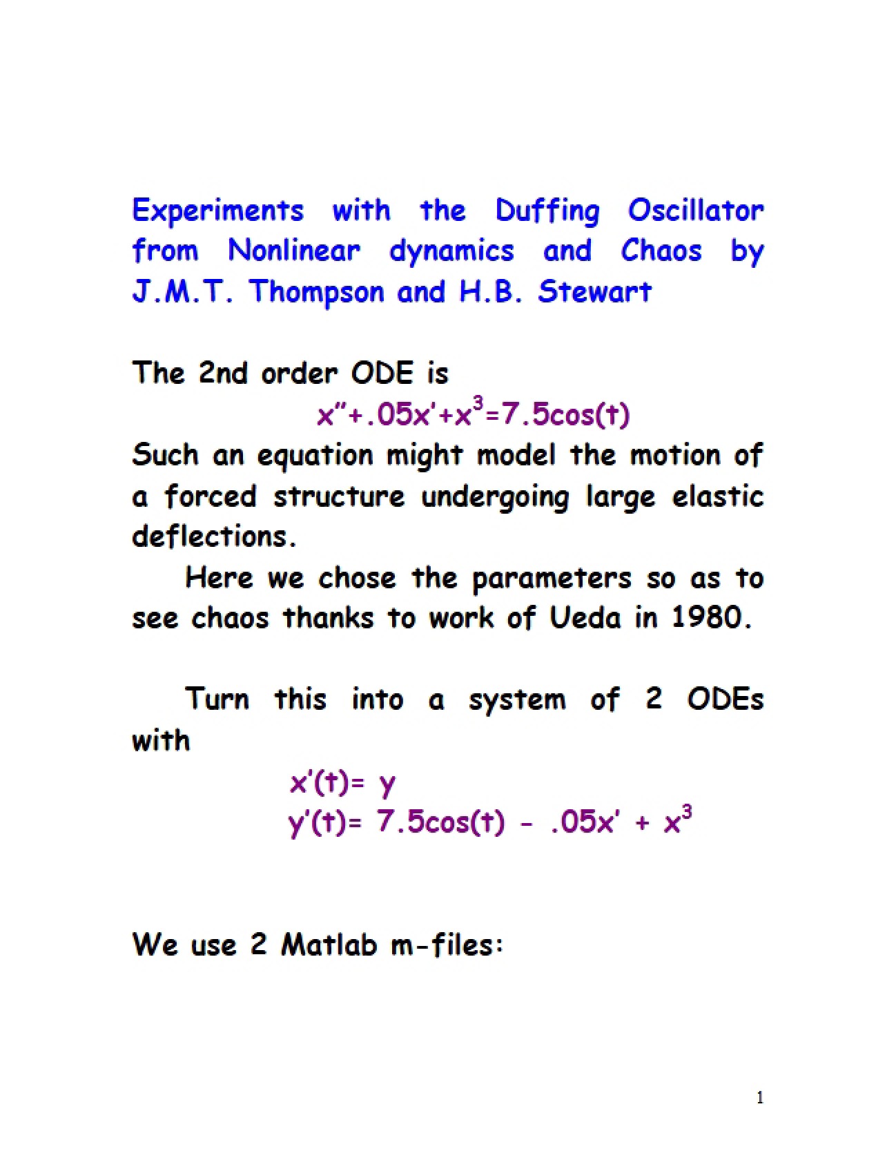 Thirtieth Lecture on Differential Equations