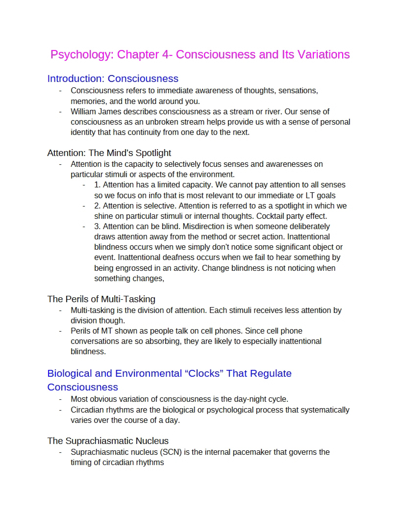 Variations in Consciousness (Chap 4)