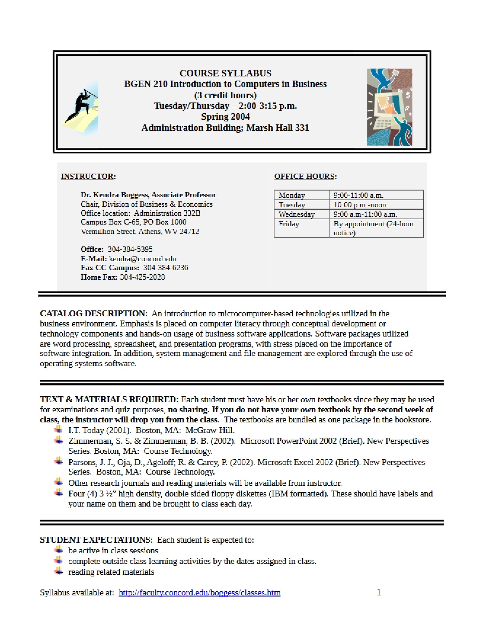 Syllabus for Computers in Business