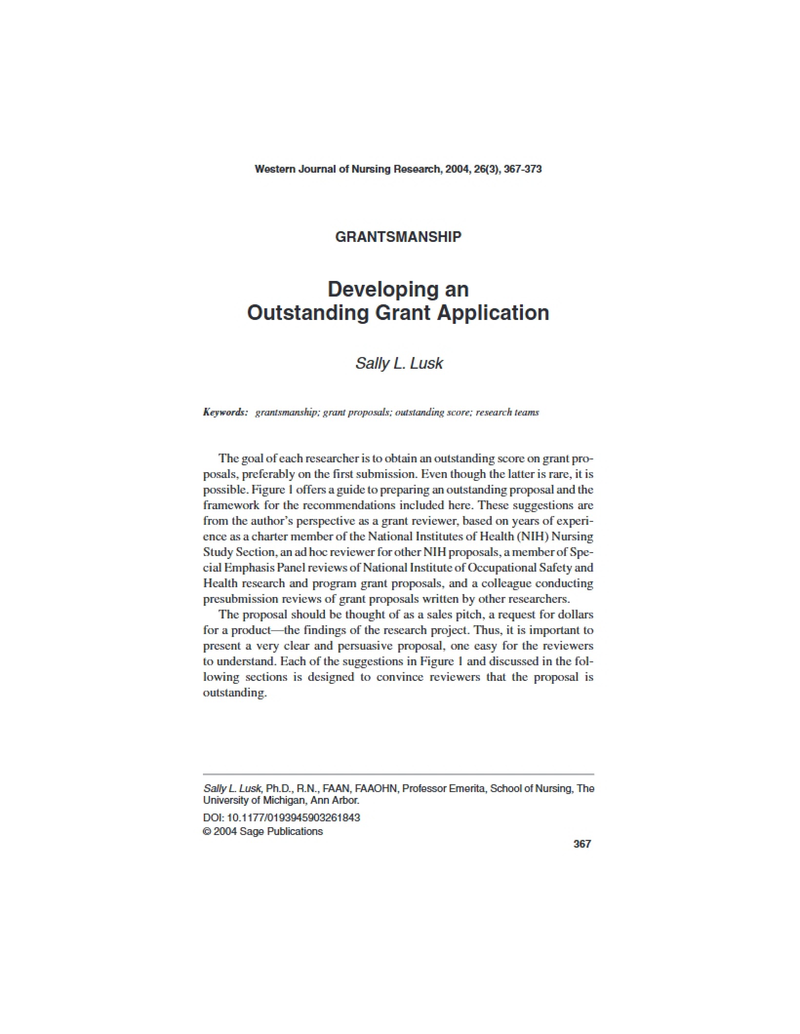 Creating a Grant Application