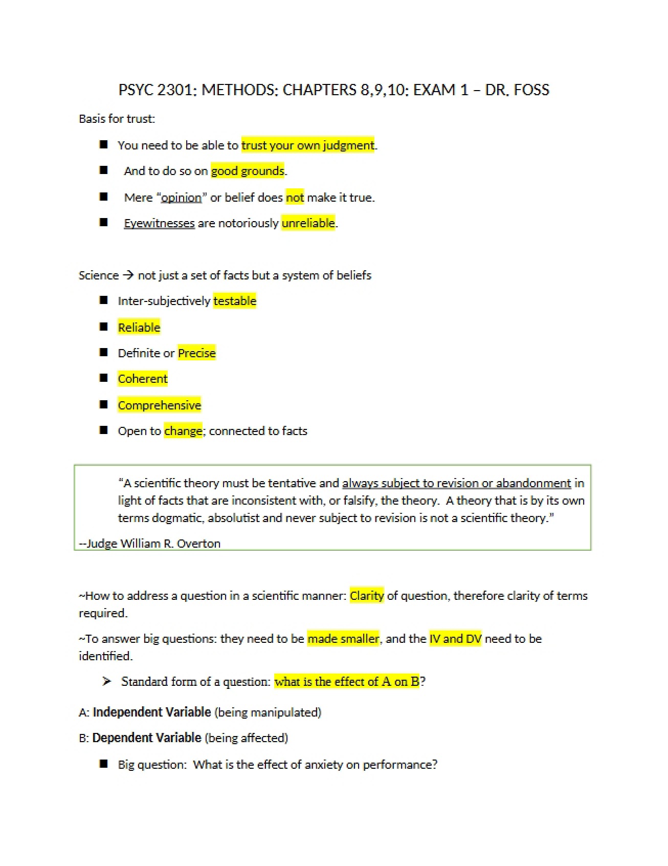 Psych Methods Exam 1