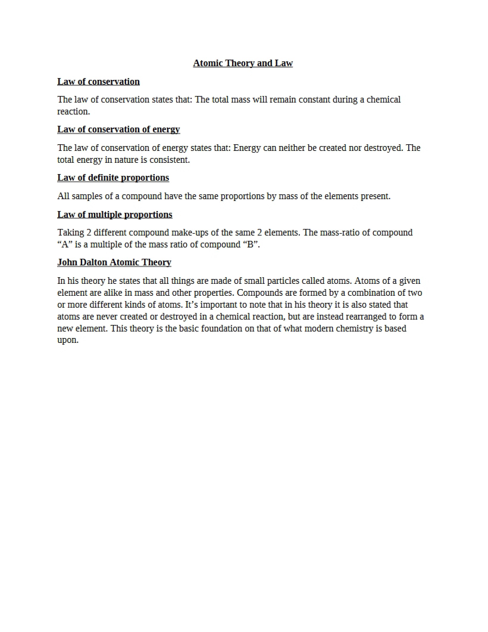 Laws and Atomic Theory