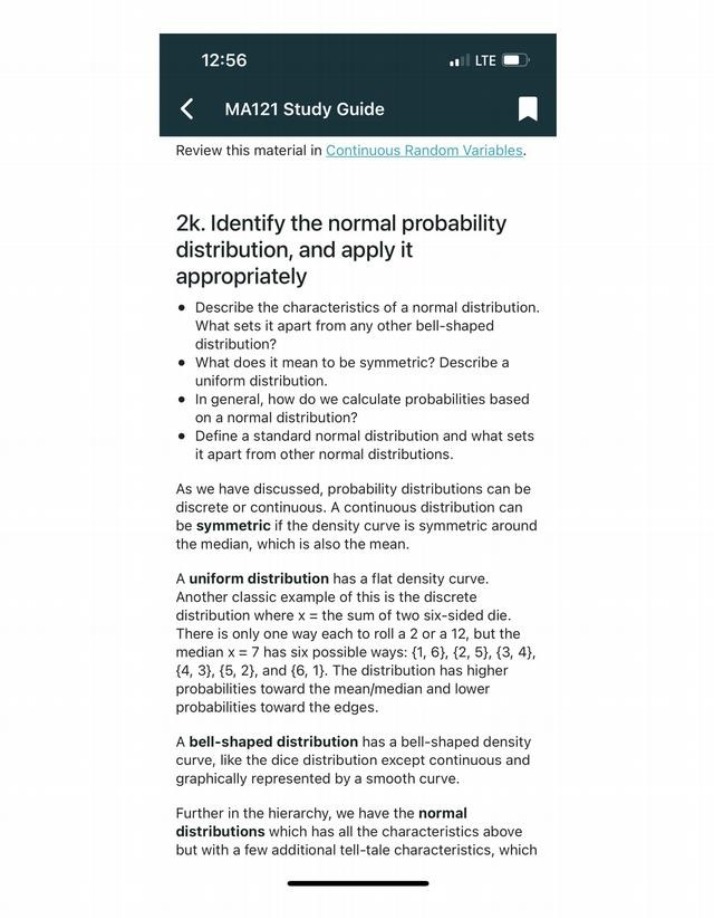 Continuous Random Variables and Normal Distribution