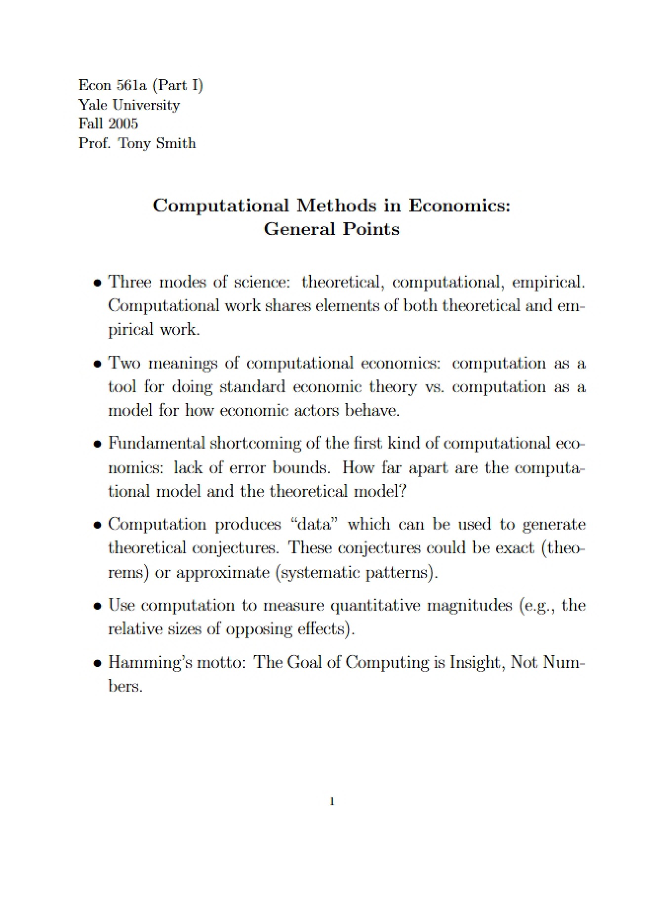 General Points Computational Methods