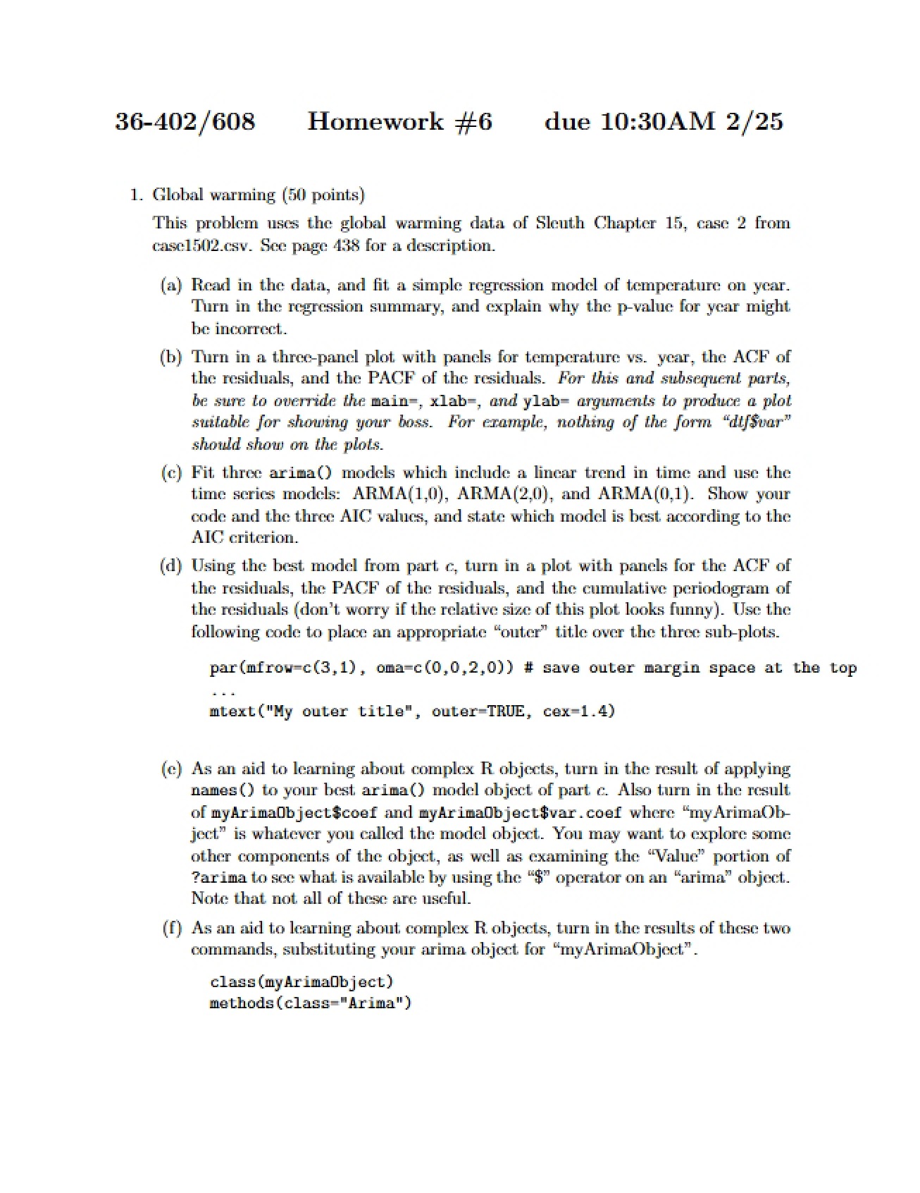 Sixth Homework Assignment