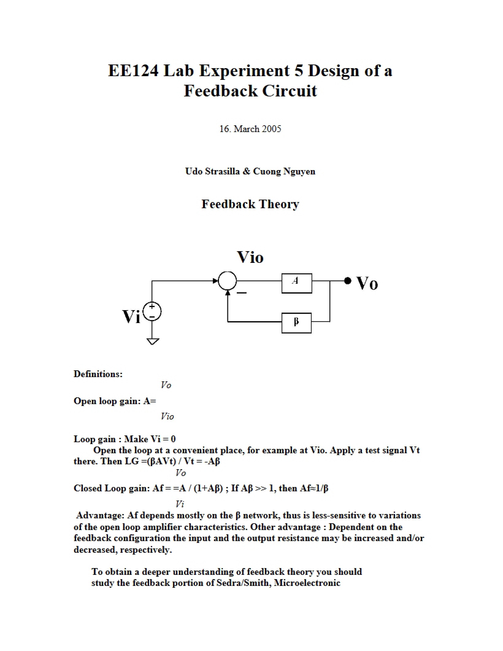 Feedback Circuit Construction