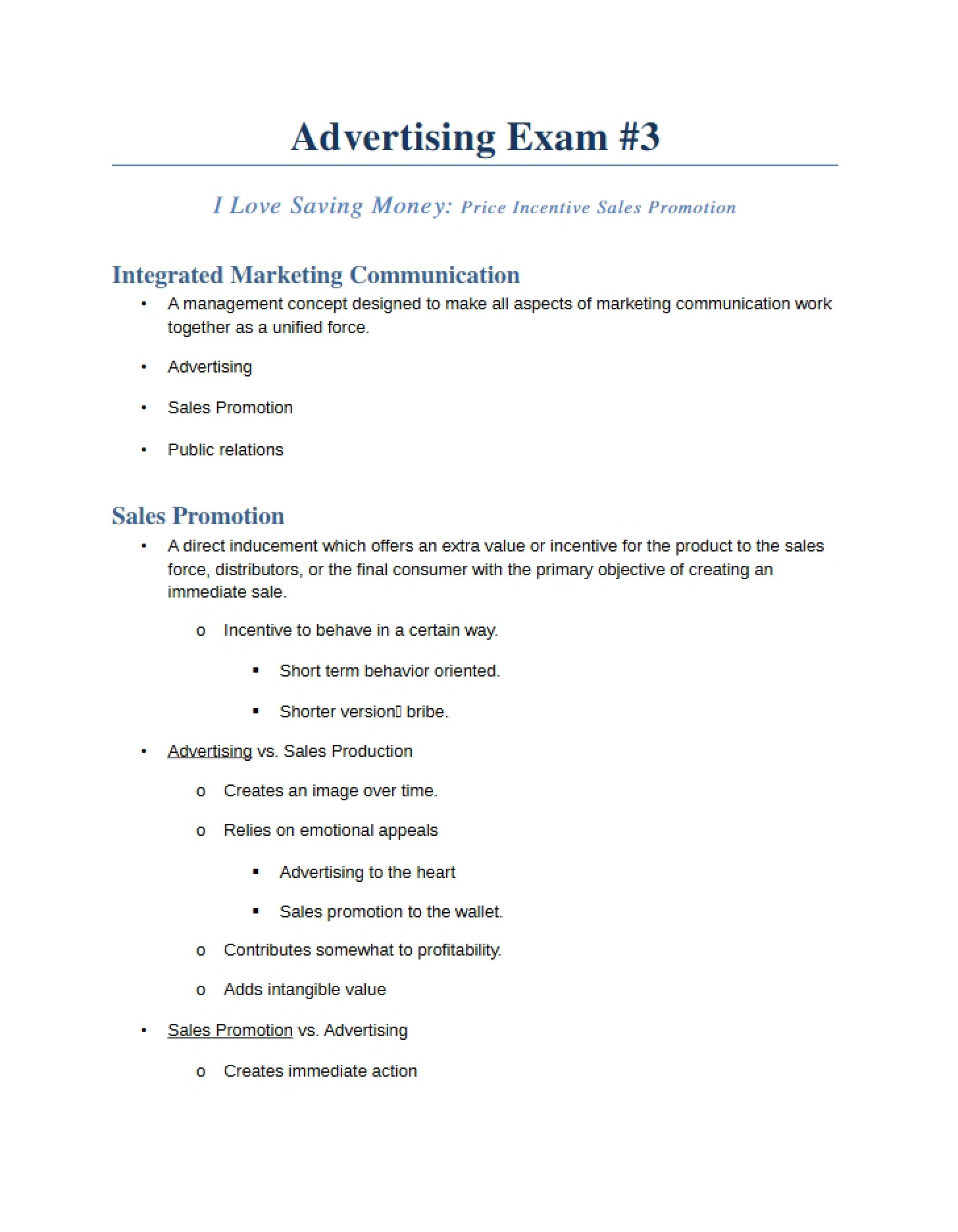 Third Exam Advertising Strategy