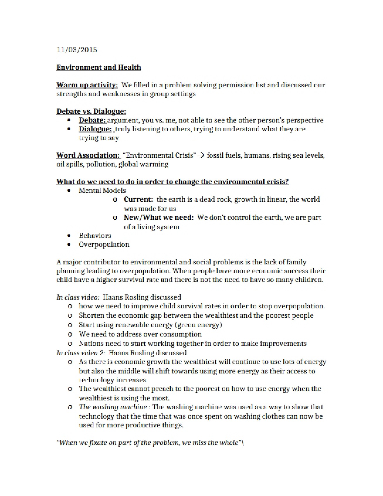 Health and Environment
