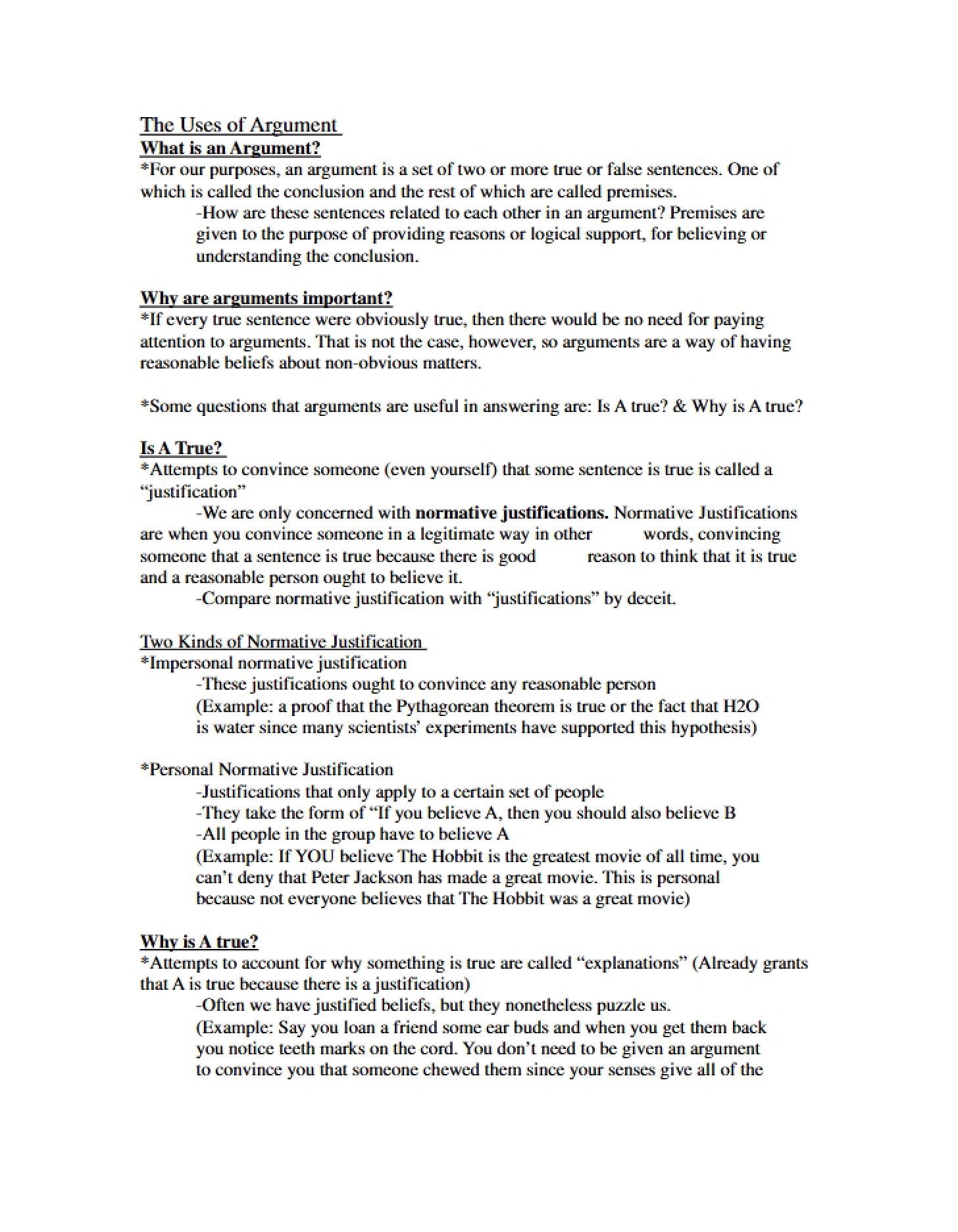 Argument Uses
