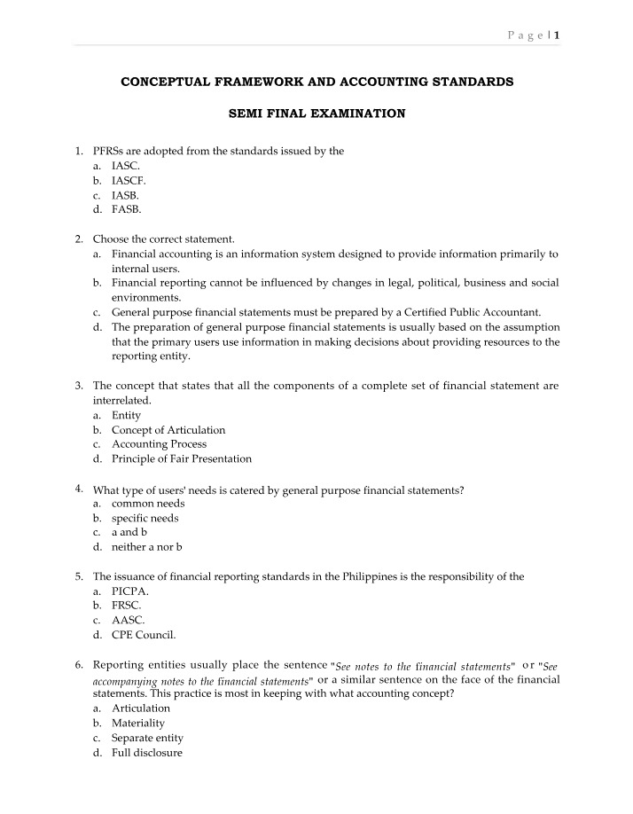 Accounting Standards and Conceptual Framework