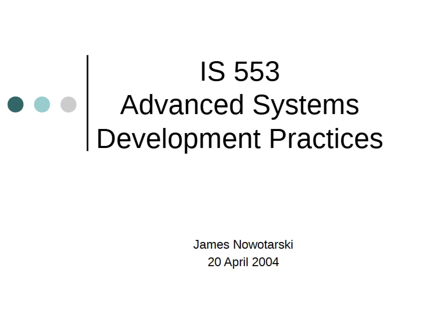 Lecture Notes for IS 553