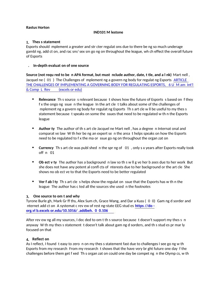 Milestone 3 - IND101