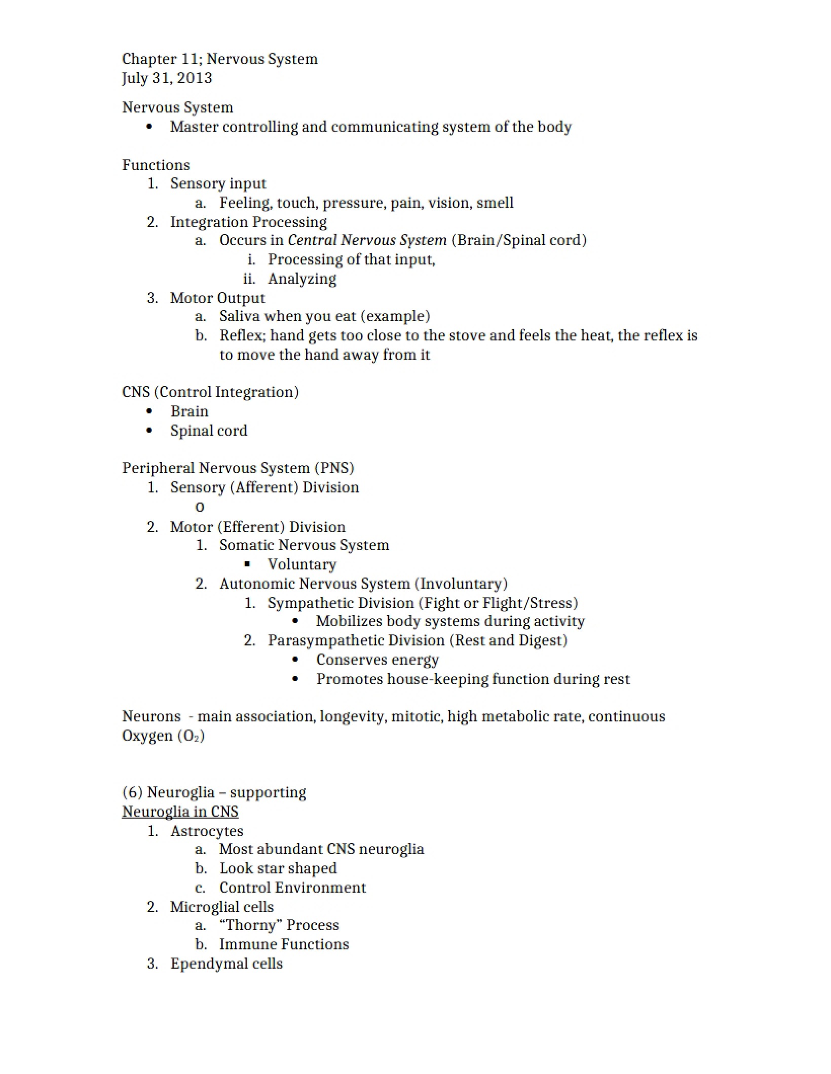 Nervous System Chapter 11